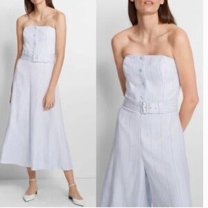 CLUB MONACO Alberrtah Cropped Wide Leg  Strapless Striped Jumpsuit Size 8 NEW